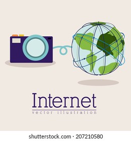Technology design over beige background, vector illustration