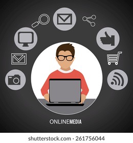 Technology design over black background, vector illustration.