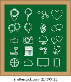 Technology design over blackboard background, vector illustration