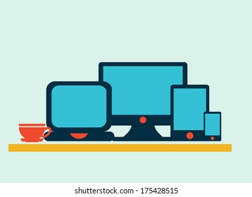 technology design over  blue  background vector illustration