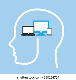 technology design over blue   background vector illustration