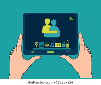 Technology design over blue background, vector illustration