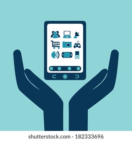 technology design over blue background, vector illustration