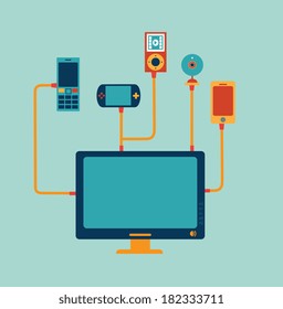 technology design over blue background, vector illustration