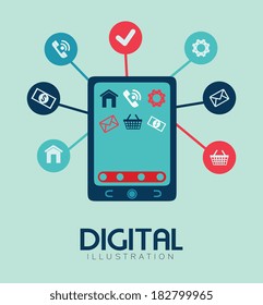 Technology design over blue background, vector illustration