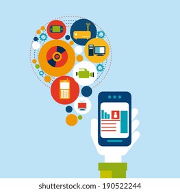 Technology design over blue background, vector illustration