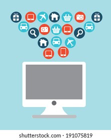 Technology design over blue background, vector illustration