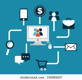 Technology design over blue background, vector illustration