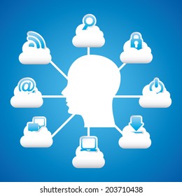Technology design over blue background, vector illustration