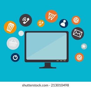 Technology design over blue background, vector illustration