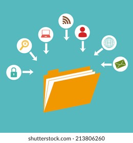 Technology design over blue background, vector illustration