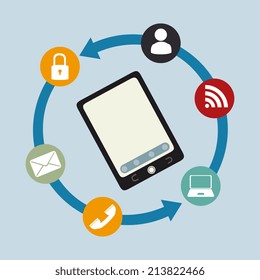 Technology design over blue background, vector illustration