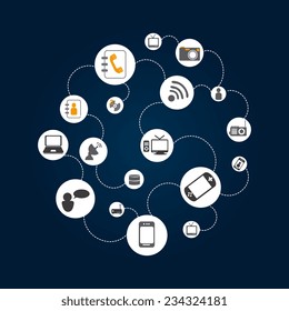 Technology design over blue background, vector illustration 