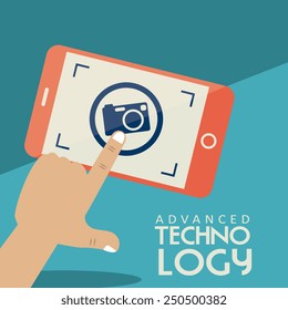 Technology design over blue background, vector illustration.