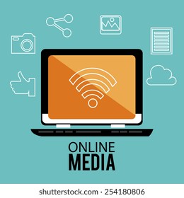 Technology design over blue background, vector illustration.