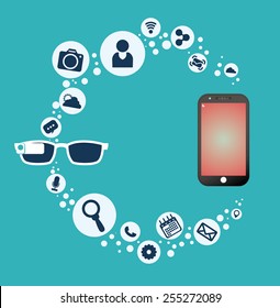 Technology design over blue background, vector illustration.