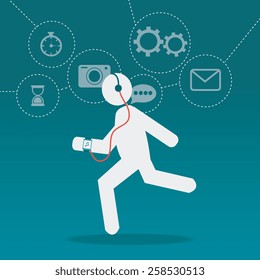 Technology design over blue background, vector illustration.