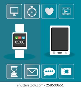 Technology design over blue background, vector illustration.