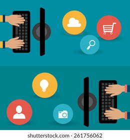 Technology design over blue background, vector illustration.