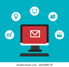 Technology design over blue background, vector illustration.