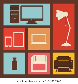 technology design over brown background vector illustration