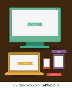 Technology design over brown background, vector illustration.