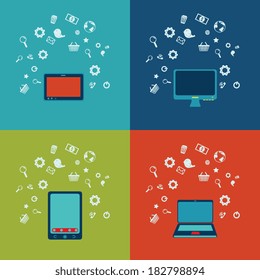 Technology design over colorful background, vector illustration