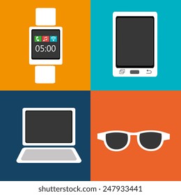 Technology design over colorful background, vector illustration.