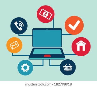 Technology design over green background, vector illustration