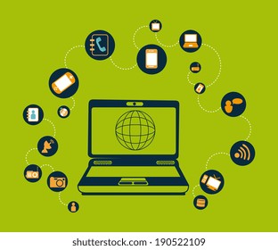 Technology design over green background, vector illustration