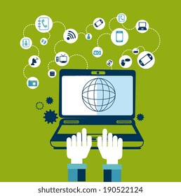Technology design over green background, vector illustration