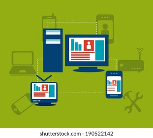 Technology design over green background, vector illustration