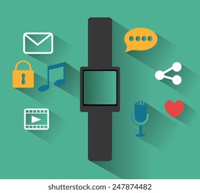 Technology design over green background ,vector illustration.