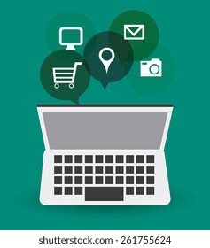 Technology design over green background, vector illustration.