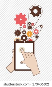 technology design over lineal background vector illustration