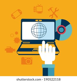 Technology design over orange background, vector illustration