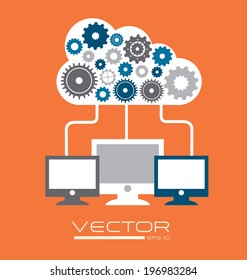 Technology design over orange background, vector illustration