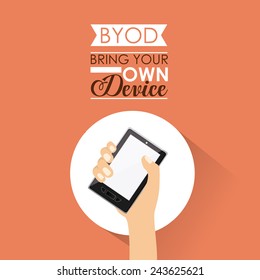 Technology design over orange background, vector illustration.