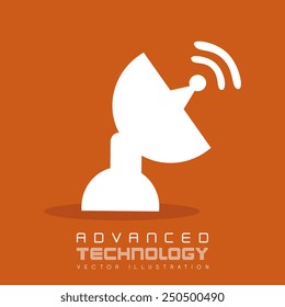 Technology design over orange background, vector illustration.