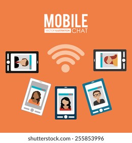 Technology design over orange background, vector illustration.