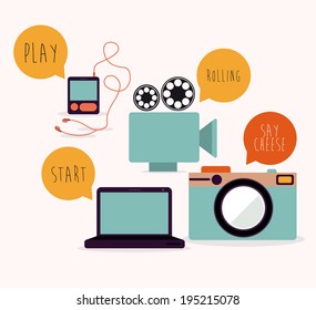 Technology design over pink background, vector illustration