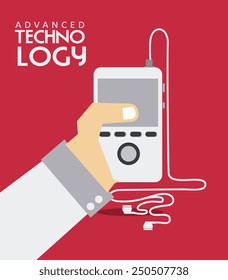 Technology design over red background, vector illustration. Technology design over red background, vector illustration.