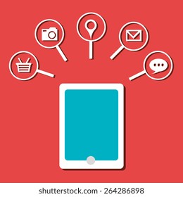 Technology design over red background, vector illustration.