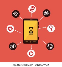 Technology design over red background,vector illustration