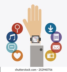 Technology design over white background, vector illustration.