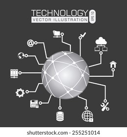 Technology design over white background, vector illustration.