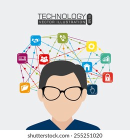 Technology design over white background, vector illustration.
