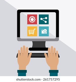 Technology design over white background, vector illustration.