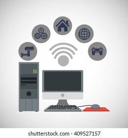 Technology design over white background