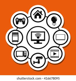 Technology design over white background